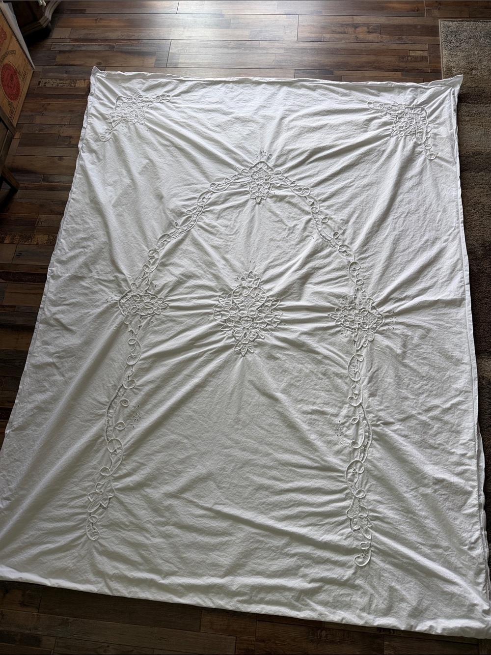 Classic White Embroidered Duvet Cover Twin/Twin XL Size- Timeless Home Bedding